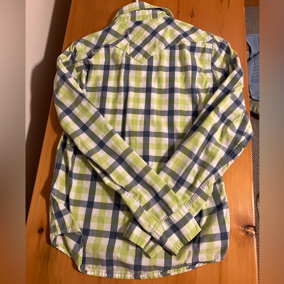 Hollister Men Small Button Down Shirt Blue Green Pattern - Picture 2 of 4